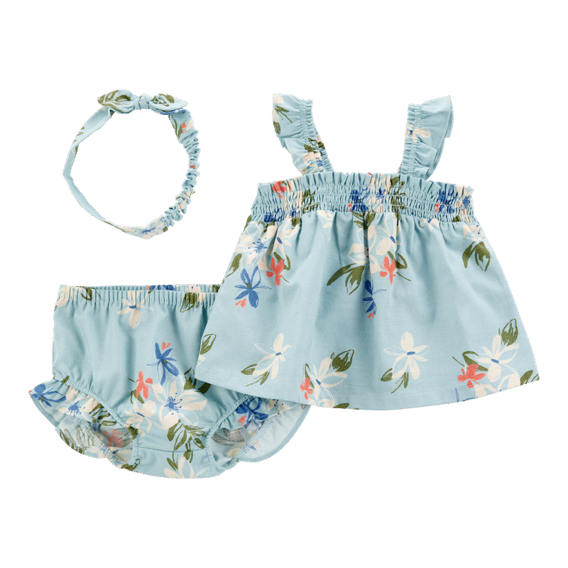 Baby 3-Piece Floral Tank & Short Set